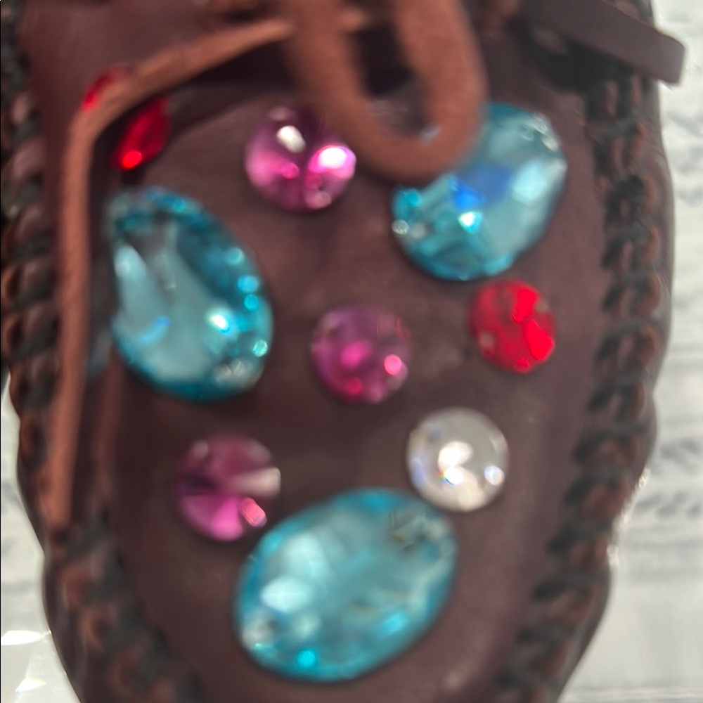 Minnetonka opening ceremony Embellished Leather Loafers - Brown womens size 7 - Picture 10 of 11